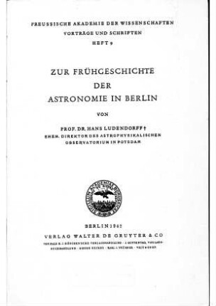 Zur Frühgeschichte der Astronomie in Berlin