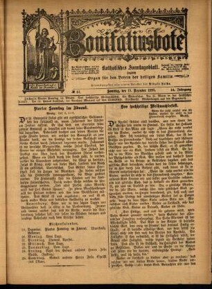 Erste Ausgabe vom Sonntag, den 19. Dezember 1897.