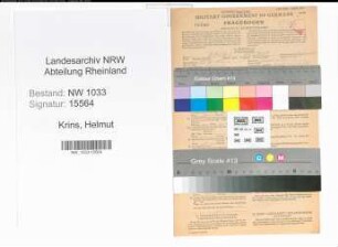 Entnazifizierung Helmut Krins , geb. 29.11.1922 (Feinmechaniker)