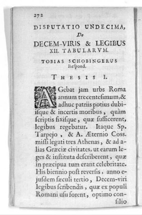 Disputatio Undecima, De Decem-Viris & Legibus XII. Tabularvm ...
