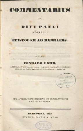 Commentarius in Divi Pauli Apostoli Epistolam ad Hebraeos