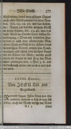 LXXIII. Capitel. Von JESU Tod und Begräbnis