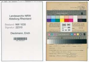 Entnazifizierung Erich Dieckmann , geb. 23.09.1899 (Steiger)