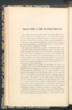 Ensayo sobre la obra de Romain Rolland