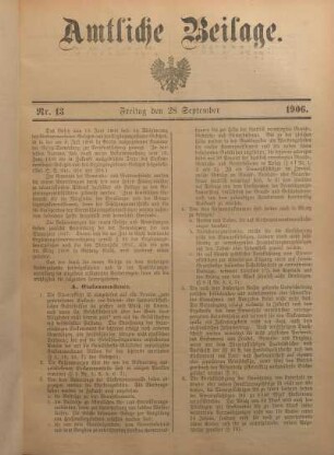 13: Beilage vom Freitag, 28. September 1906