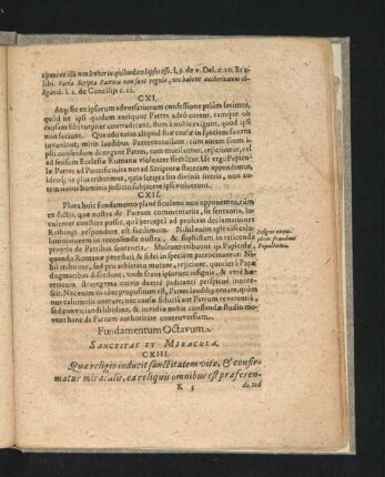 Fundamentum Octavum. Sanctitas et Miracula.