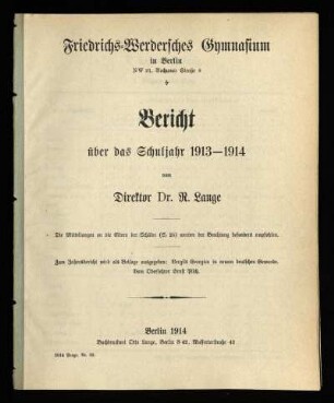 1913/14: Bericht ... - 1913/14