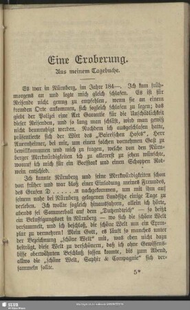 Eine Eroberung : Aus meinem Tagebuche