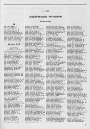 Alphabetisches Einwohnerverzeichnis der Stadt Neunkirchen