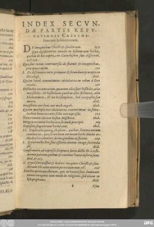 Index Secundae Partis Refutationis Catechismorum Iesuiticorum.