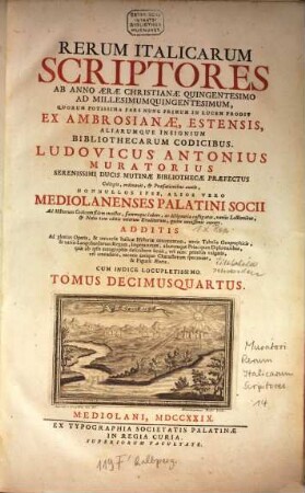 Rerum italicarum Scriptores. 14