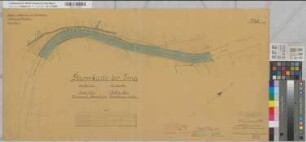 Ems Kanalisierung Strecke Lathen Blatt 7 Herstellung der Staustufe Düthe Stromkarte von km 37,4 - km 38,7 Gem. Niederlangen, Lathen 1891 1 : 2000 44 x 89 kol. Zeichnung A. Franke, Wasserbauinspektor Wasser- und Schiffahrtsdirektion Münster