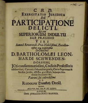 Exercitatio Iuridica De Participatione Delicti