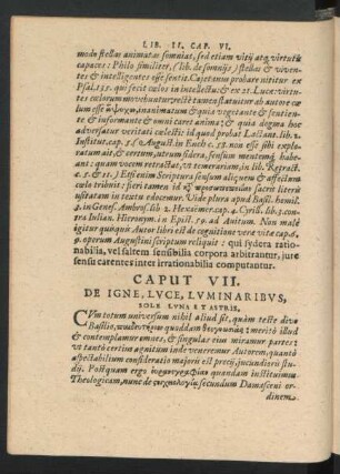 Caput VII. De Igne, Luce, Luminaribus, Sole Luna Et Astris.