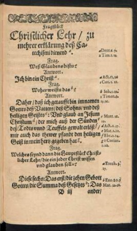 Fragstück Christlicher Lehr/ zu mehrer erklärung deß Catechismi dienend.