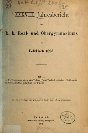 Jahresbericht des K.K. Real- und Obergymnasiums in Feldkirch : veröff. am Schlusse d. Schuljahres .... 1892/93 = 38