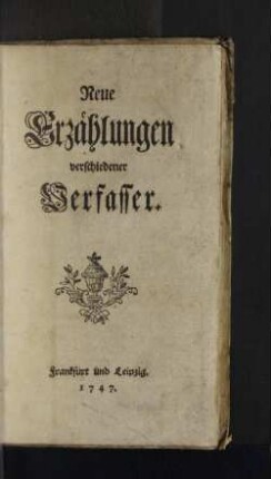 Neue Erzählungen verschiedener Verfasser