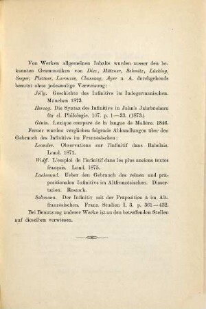 Über den Gebrauch des Infinitivs bei Molière