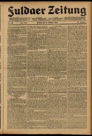 Erste Ausgabe vom Freitag, den 17. Oktober 1913.
