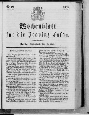 Nr. 29, Ausgabe vom 17. Juli 1858