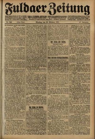 Erste Ausgabe vom Montag, den 18. Oktober 1915.