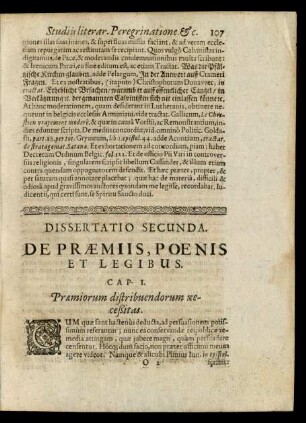 Dissertatio Secunda. De Praemiis, Poenis Et Legibus.
