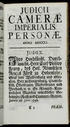 Judicii Camerae Imerialis Personae.