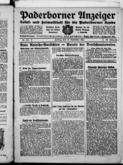 Paderborner Anzeiger : Lokal- und Heimatzeitung für das gesamte Paderborner Land : Tageszeitung für Jedermann : Publikationsorgan vieler Behörden