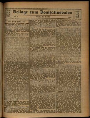 Zweite Ausgabe vom Sonntag, den 22. Mai 1927.