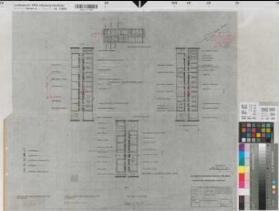Münster (Münster) Landesuntersuchungsämter Nordrhein-Westfalen Grundriß 1. und 2. Obergeschoß 1957 1 : 200 59,5 x 70 Pause Staatshochbauamt Münster Regierung Münster Nr. 34047