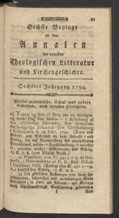 Sechste Beylage
