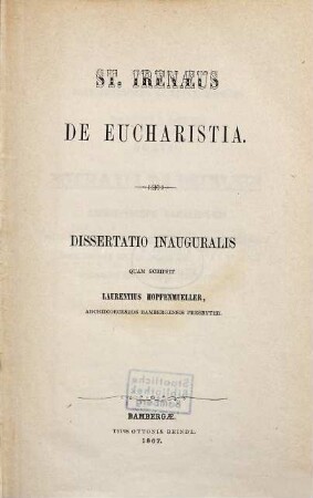 St. Irenaeus De eucharistia
