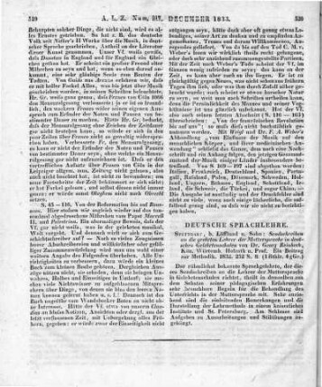 Reinbeck, G.: Sendschreiben an die geehrten Lehrer der Muttersprache in deutschen Gelehrtenschulen. Ein Beitrag uur Methodik. Stuttgart: Löfflund 1832