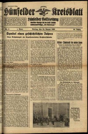 Ausgabe vom Freitag, den 13. Januar 1939.