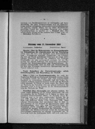 Sitzung vom 17. November 1931