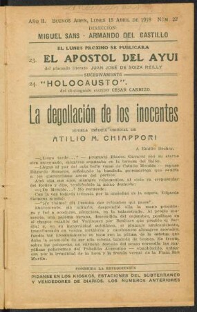 1918000222: La degollación de los inocentes : novela inédita original