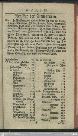 Register der Titulaturen
