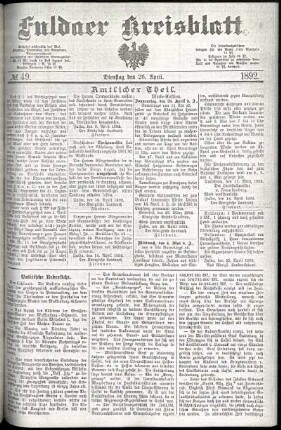 Ausgabe vom Dienstag, den 26. April 1892.