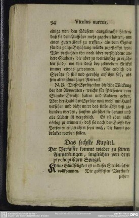 Das sechste Kapitel. Der Verfasser kommt wieder zu seinen Anmerkungen, ...