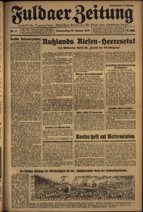 Erste Ausgabe vom Mittwoch, den 15. Januar 1936.