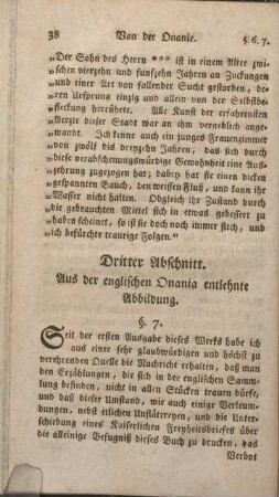 Dritter Abschnitt. Aus der englischen Onania entlehnte Abbildung.