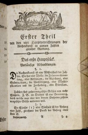 Das erste Hauptstück. Vorläufige Abhandlungen.