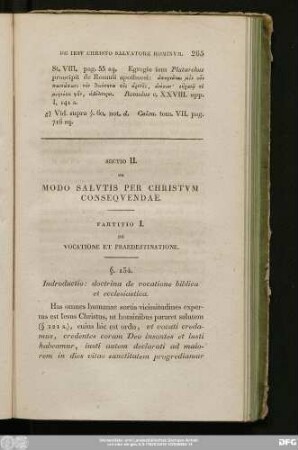 Sectio II. De Modo Salutis Per Christum Consequendae.