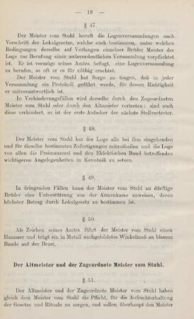 Der Altmeister und der Zugeordnete Meister vom Stuhl.