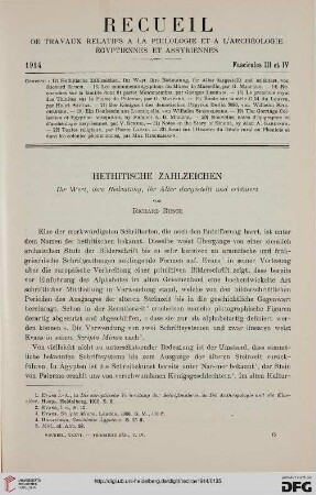 36: Hethitische Zahlzeichen : ihr Wert, ihre Bedeutung, ihr Alter dargestellt und erläutert
