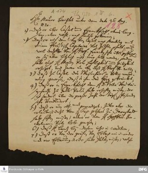 Auszug eines Briefs von Philipp Reinhard Mauer an Johann Daniel Herrnschmidt.