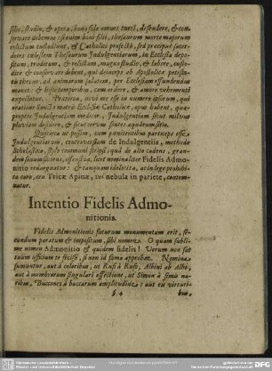 Intentio Fidelis Admonitionis
