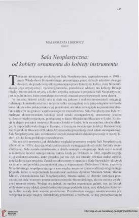 72: Sala Neoplastyczna : od kobiety ornamentu do kobiety instrumentu