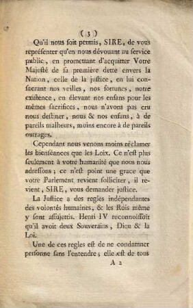 Représentations du Parlement au roi du 8 décembre 1787