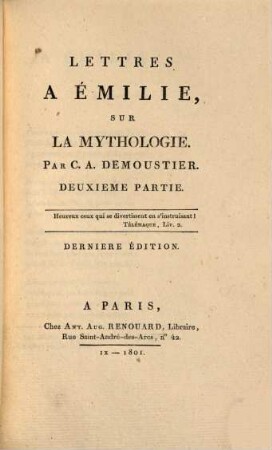 Lettres à Émilie, sur la mythologie, 2